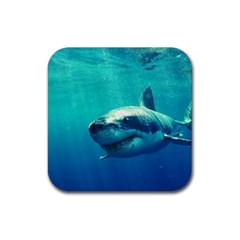 Great White Shark 1 Rubber Coaster (square)  by trendistuff