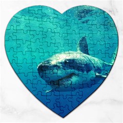 Great White Shark 1 Jigsaw Puzzle (heart) by trendistuff