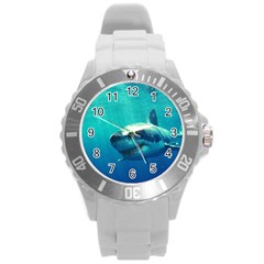 Great White Shark 1 Round Plastic Sport Watch (l) by trendistuff