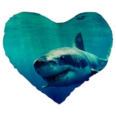 Great White Shark 1 Large 19  Premium Heart Shape Cushions by trendistuff