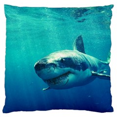 Great White Shark 1 Large Flano Cushion Cases (one Side) 