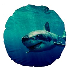 Great White Shark 1 Large 18  Premium Flano Round Cushions