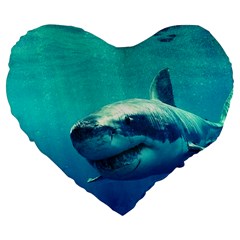 Great White Shark 1 Large 19  Premium Flano Heart Shape Cushions