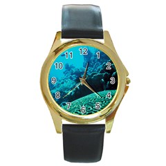 Coral Reefs 2 Round Gold Metal Watches by trendistuff