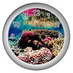 Coral Reefs 1 Wall Clocks (silver)  by trendistuff