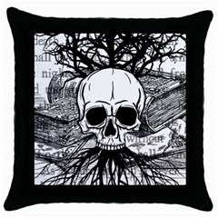 Skull & Books Throw Pillow Cases (black) by waywardmuse