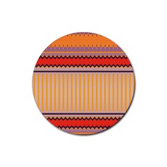 Stripes And Chevrons			rubber Coaster (round) by LalyLauraFLM