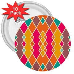 Symmetric Rhombus Design			3  Button (10 Pack) by LalyLauraFLM