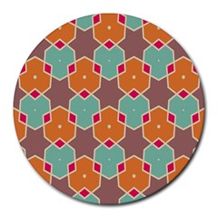 Stars And Honeycombs Pattern			round Mousepad by LalyLauraFLM