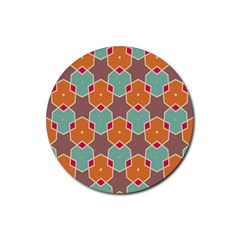 Stars And Honeycombs Pattern			rubber Coaster (round)