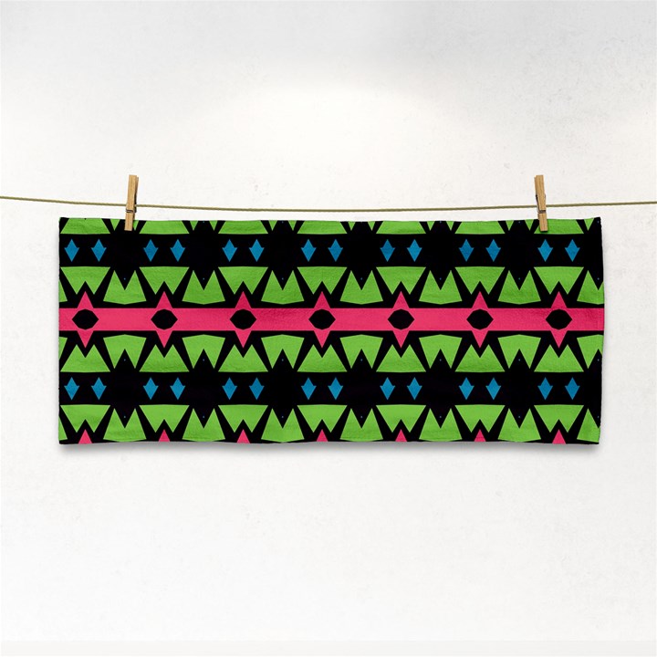 Shapes on a black background pattern			Hand Towel