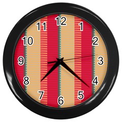 Stripes And Other Shapes			wall Clock (black) by LalyLauraFLM