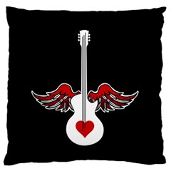 Flying Heart Guitar Large Flano Cushion Case (two Sides)