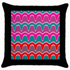 Waves Pattern			throw Pillow Case (black) by LalyLauraFLM