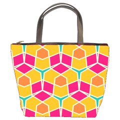 Shapes In Retro Colors Pattern 	bucket Bag