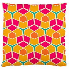 Shapes in retro colors pattern 	Large Flano Cushion Case (Two Sides)