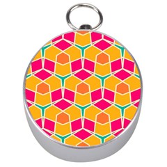 Shapes In Retro Colors Pattern Silver Compass