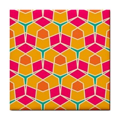 Shapes in retro colors pattern			Tile Coaster