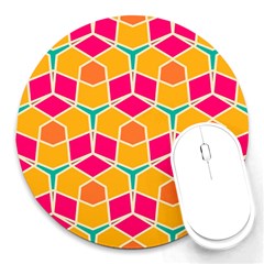 Shapes in retro colors pattern			Round Mousepad