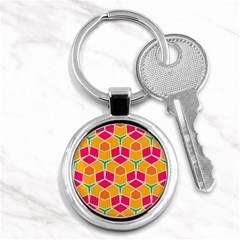 Shapes in retro colors pattern			Key Chain (Round)