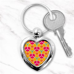 Shapes in retro colors pattern			Key Chain (Heart)