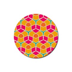 Shapes In Retro Colors Pattern			rubber Coaster (round) by LalyLauraFLM