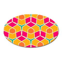 Shapes in retro colors pattern			Magnet (Oval)