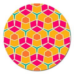 Shapes in retro colors pattern			Magnet 5  (Round)