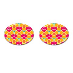 Shapes in retro colors pattern			Cufflinks (Oval)