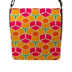 Shapes in retro colors pattern			Flap Closure Messenger Bag (L)