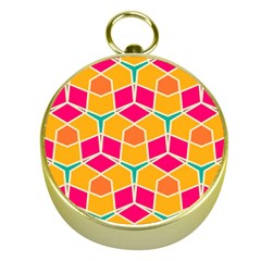 Shapes in retro colors pattern			Gold Compass