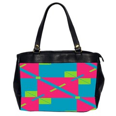 Rectangles And Diagonal Stripes Oversize Office Handbag (2 Sides) by LalyLauraFLM