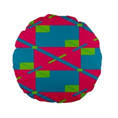 Rectangles And Diagonal Stripes 	standard 15  Premium Flano Round Cushion