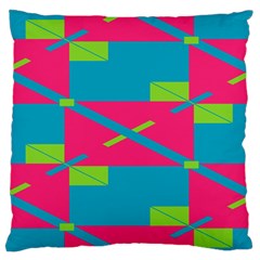 Rectangles And Diagonal Stripes 	large Flano Cushion Case (two Sides)