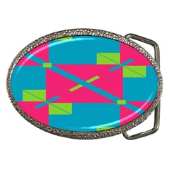 Rectangles And Diagonal Stripes			belt Buckle by LalyLauraFLM