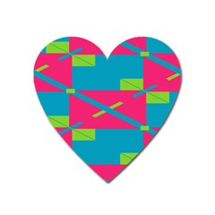 Rectangles And Diagonal Stripes			magnet (heart) by LalyLauraFLM