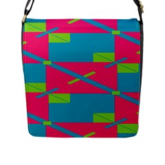 Rectangles And Diagonal Stripes			flap Closure Messenger Bag (l) by LalyLauraFLM