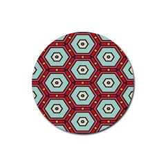 Hexagons Pattern			rubber Coaster (round) by LalyLauraFLM