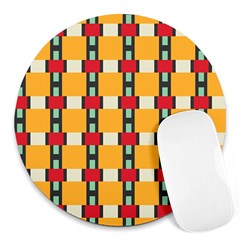 Rectangles And Squares Pattern			round Mousepad by LalyLauraFLM