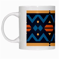 Rhombus  Circles And Waves Pattern White Mug by LalyLauraFLM