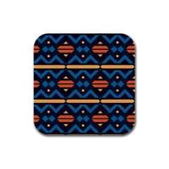 Rhombus  Circles And Waves Pattern			rubber Square Coaster (4 Pack by LalyLauraFLM