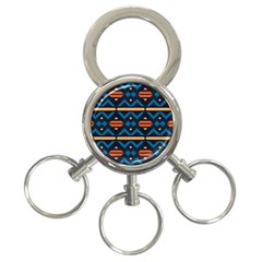 Rhombus  Circles And Waves Pattern			3-ring Key Chain by LalyLauraFLM