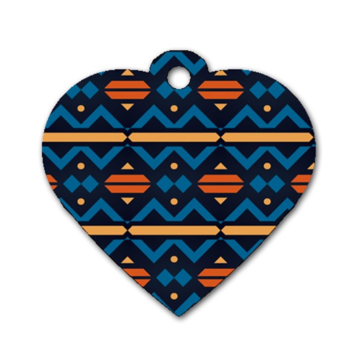 Rhombus  circles and waves pattern			Dog Tag Heart (One Side)