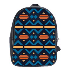 Rhombus  Circles And Waves Pattern			school Bag (large) by LalyLauraFLM