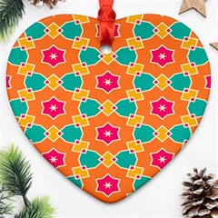 Pink Flowers Pattern			ornament (heart) by LalyLauraFLM