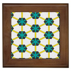 Blue Stars And Honeycomb Pattern			framed Tile by LalyLauraFLM