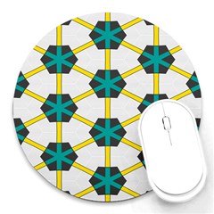 Blue Stars And Honeycomb Pattern			round Mousepad by LalyLauraFLM