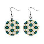 Blue stars and honeycomb pattern			1  Button Earrings Front