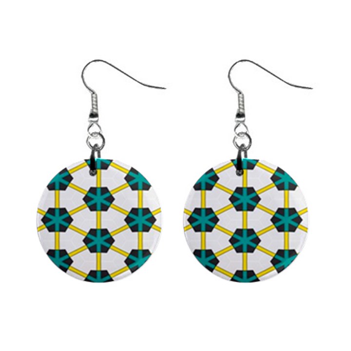 Blue stars and honeycomb pattern			1  Button Earrings