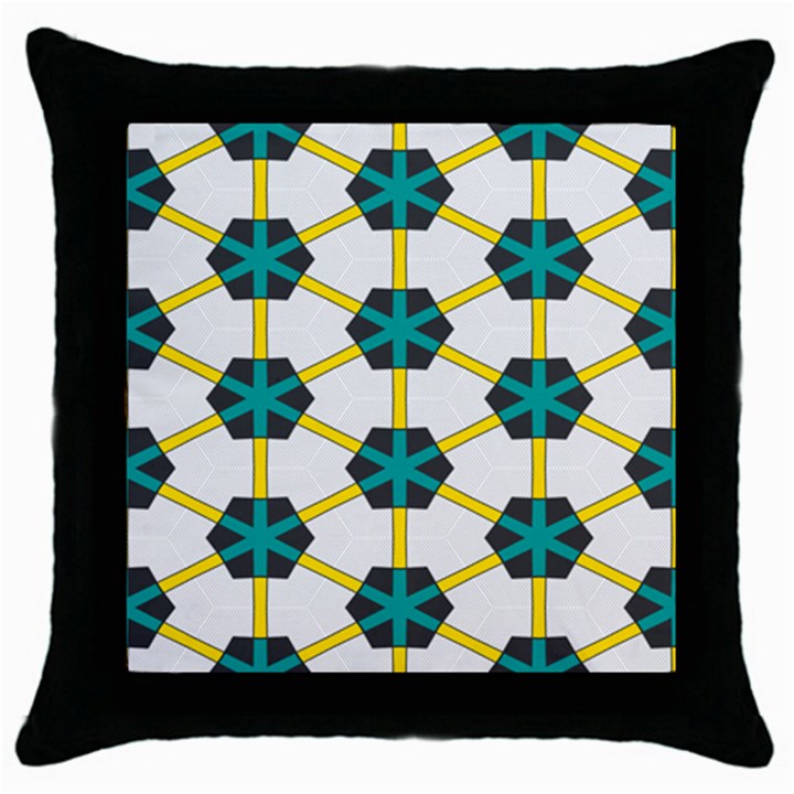 Blue stars and honeycomb pattern			Throw Pillow Case (Black)